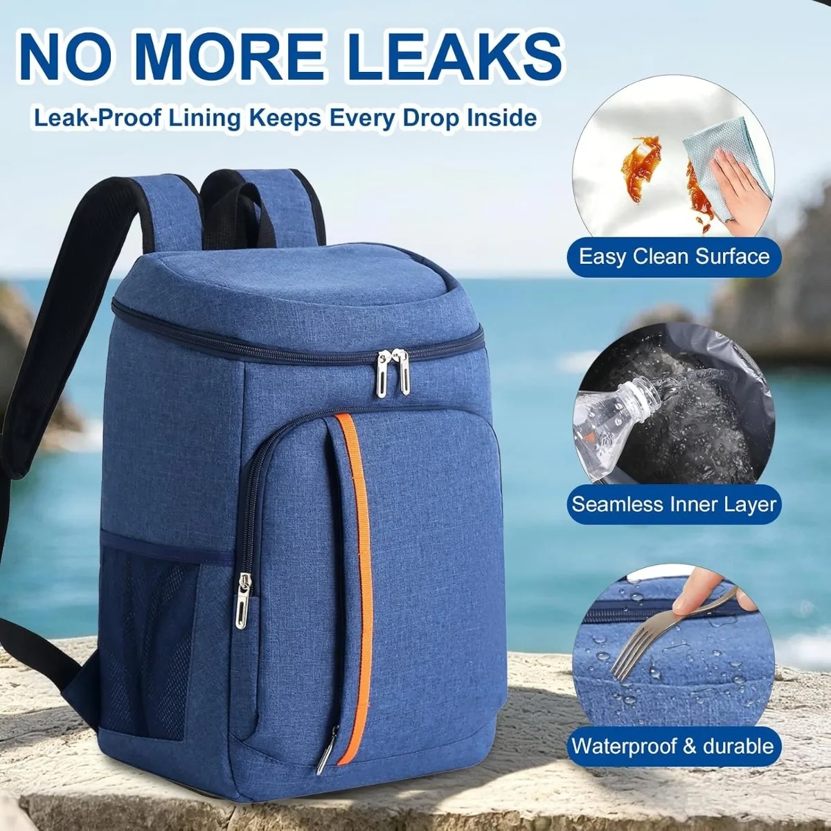 23L Backpack Cooler Insulated, Lightweight Leak Proof Travel Cooler Bag Soft Waterproof, for Camping Hiking Beach Travel Picnic