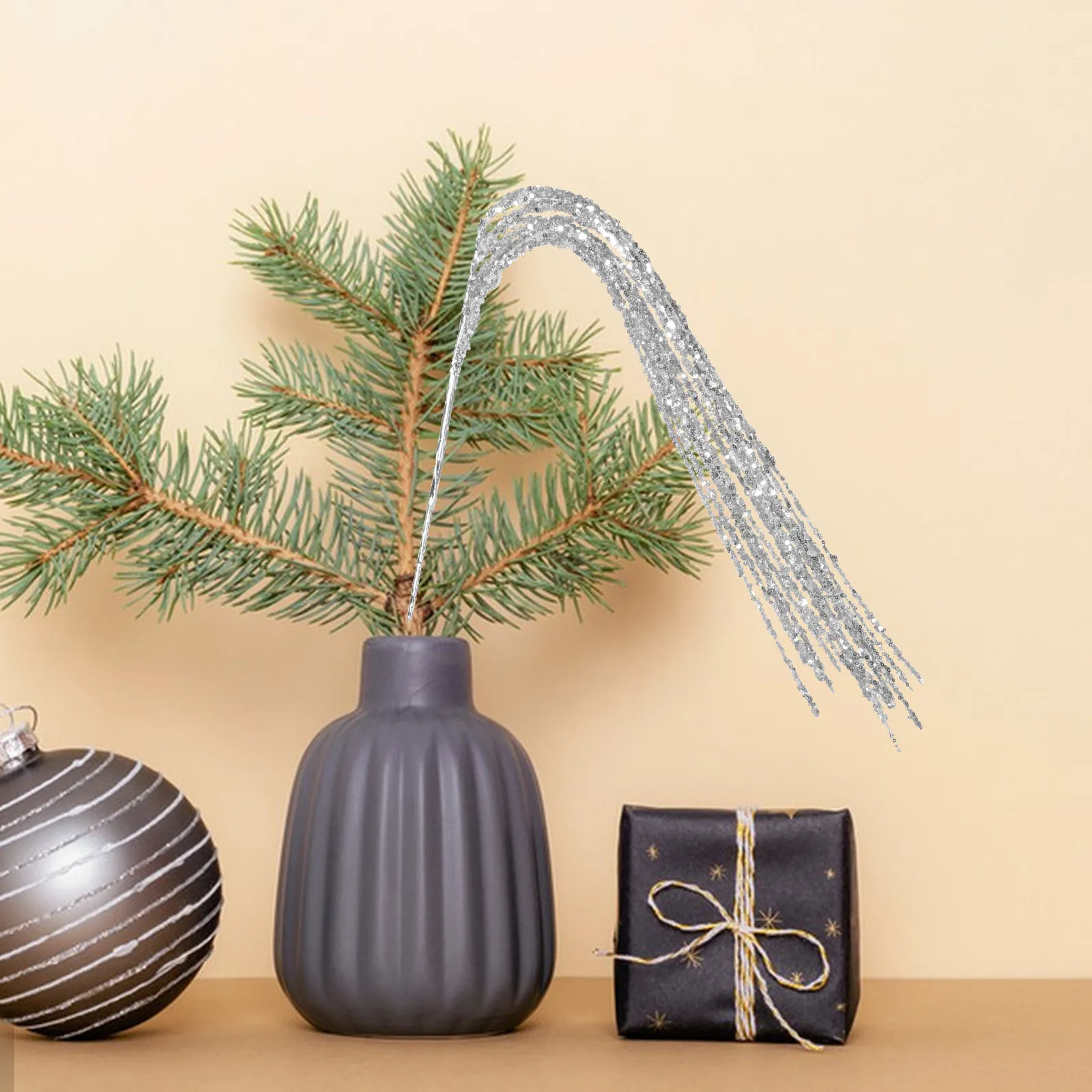 

Artificial Christmas Branch Picks Plastic Bead Stems for Tree Decor Vase Filler Wreath Garland Home Office Mall Holiday