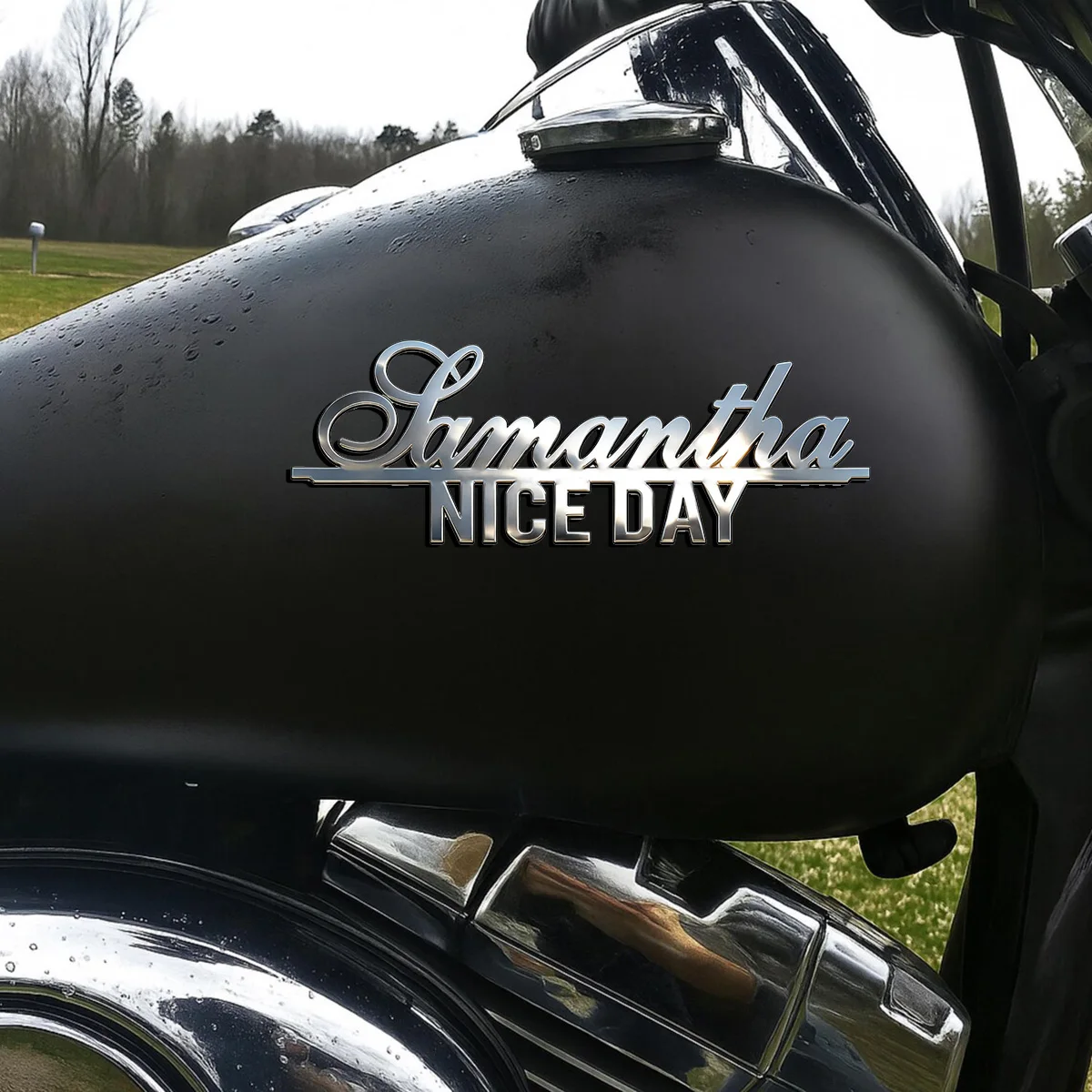 

Custom NICE DAY Car Stickers For Badge Steel Metal Emblem Tail Decal Personalized Logo Car Styling Motorcycle Car Accessories