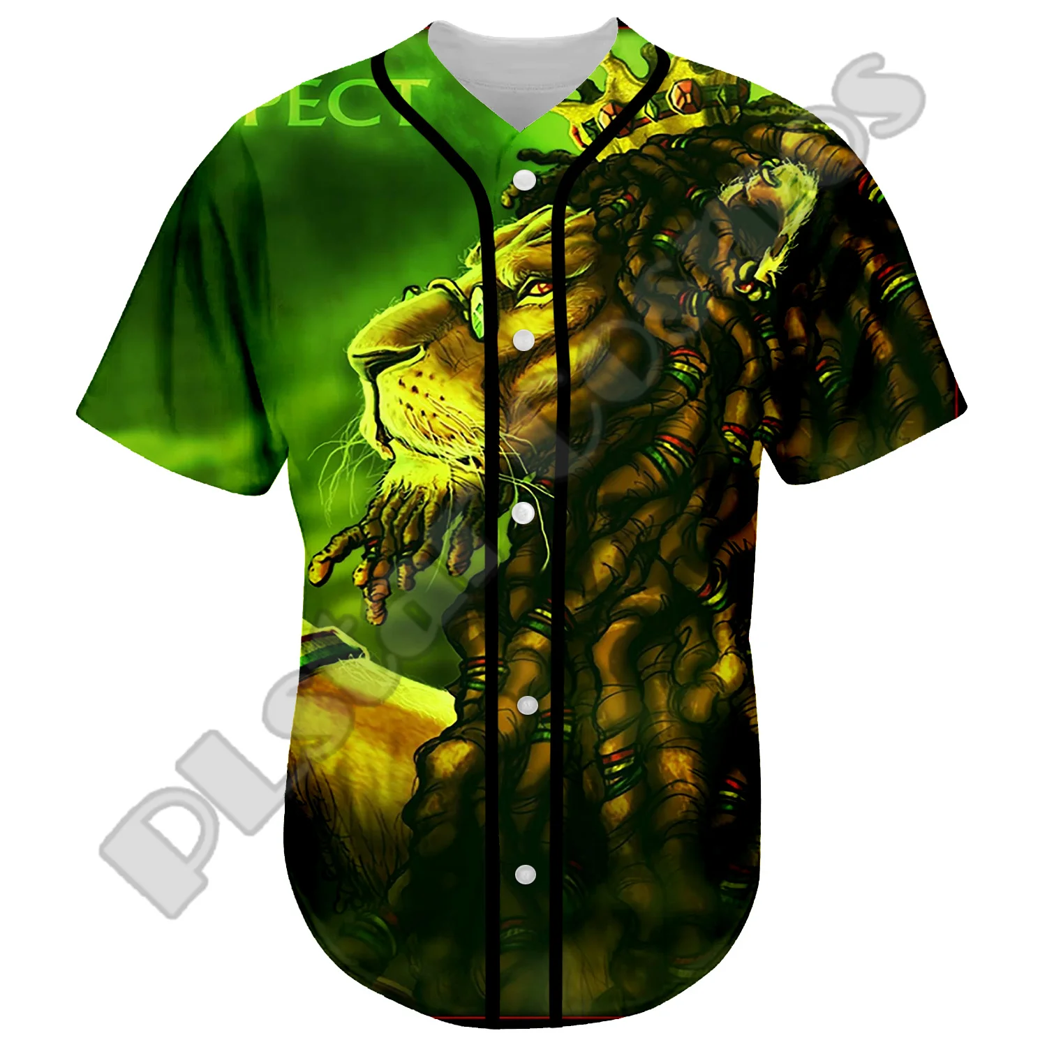 NewFashion Bob Marley Rastafari Lion Vintage Reggae Retro Tattoo 3DPrint Harajuku Summer Baseball Shirts Jersey Short Sleeves X8