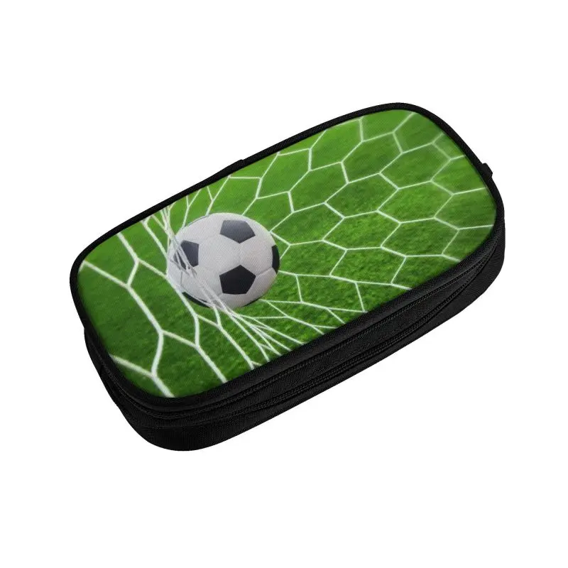 Estuche de lápices personalizado Kawaii Soccer Goal para niños y niñas, gran almacenamiento, bolsa para lápices deportivos de fútbol, suministros