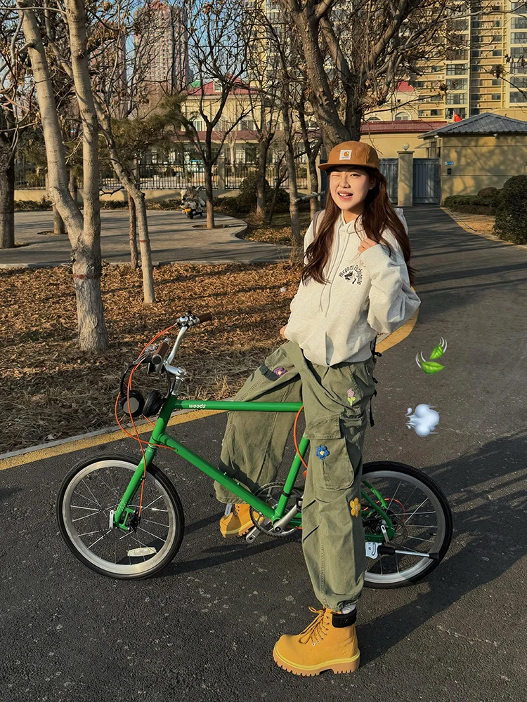 

Американские джинсы в стиле милитари с цветочной вышивкой, с высокой талией, в пол, женские, свободные, облегающие, с широкими штанинами