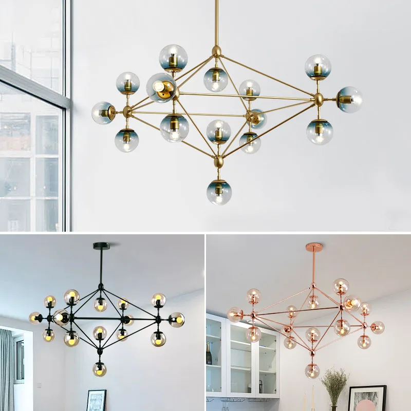 

Iron magic beans molecular chandelier Nordic creative personality LED