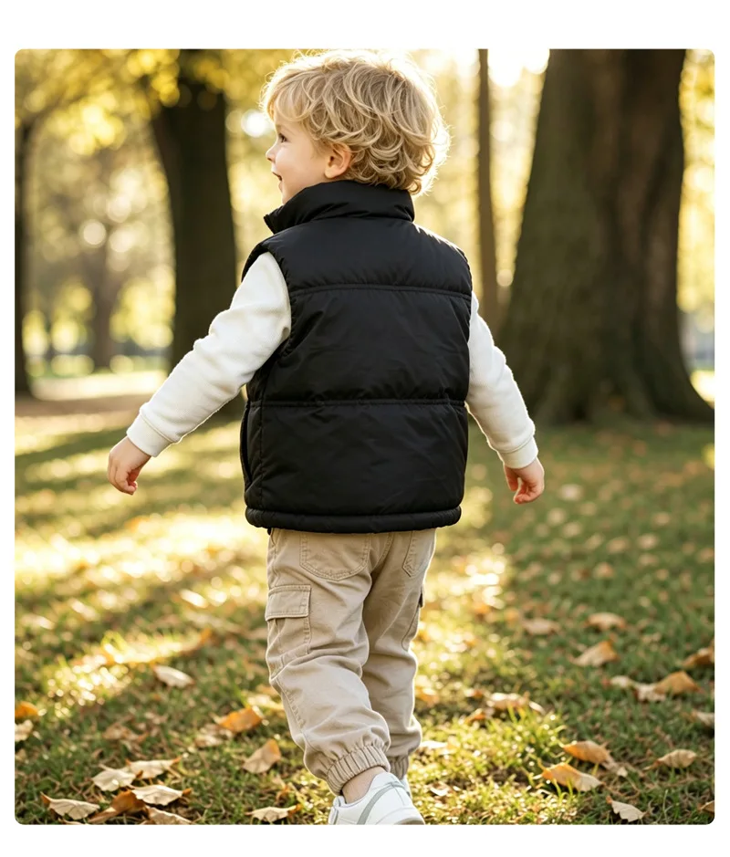 Dicke Weiche Weste für Jungen und Mädchen, Kinder Herbst Winter Winddichte Warme Weste, Baby Freizeitweste, Schüler Outdoor Campus Sportweste, Kinder – Detail 24