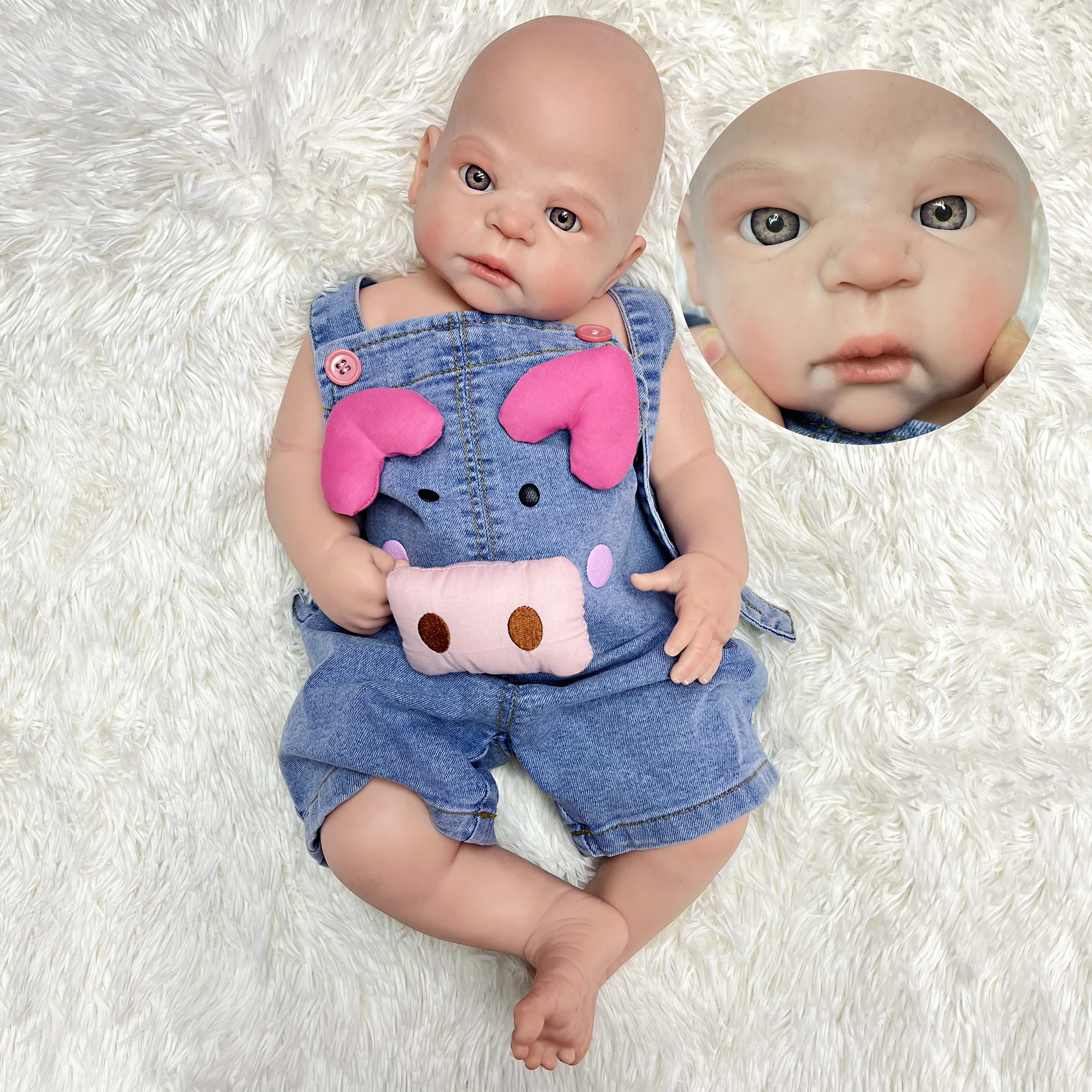 

Attyi 22inch Big Awake Baby Girl Silicone Doll Handmade Painted Reborn Doll Lifelike Newborn Doll Washable