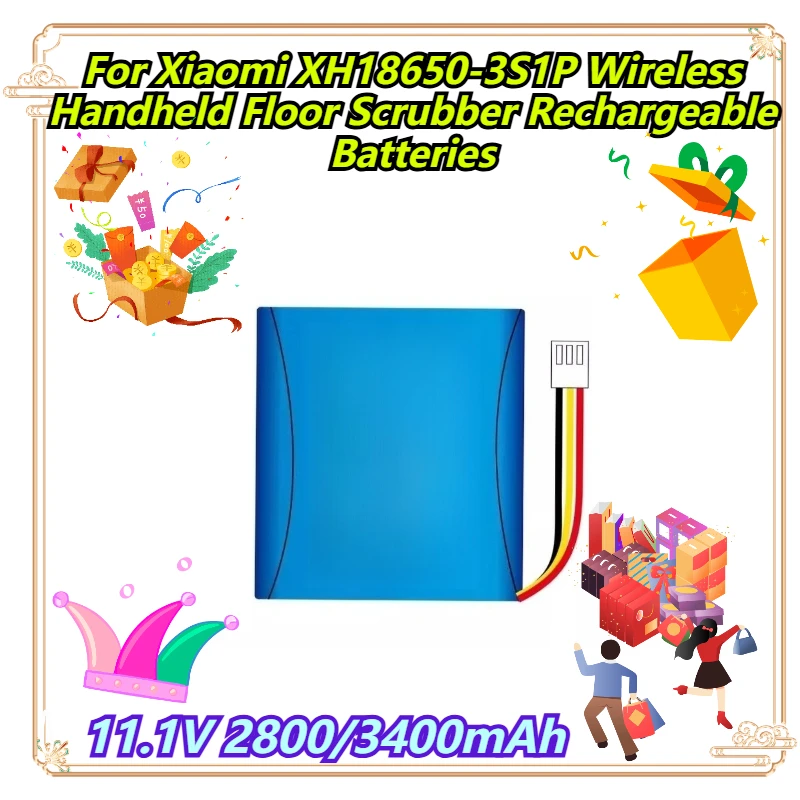 

11.1V 2800/3400mAh For Xiaomi XH18650-3S1P Wireless Handheld Floor Scrubber Rechargeable Batteries