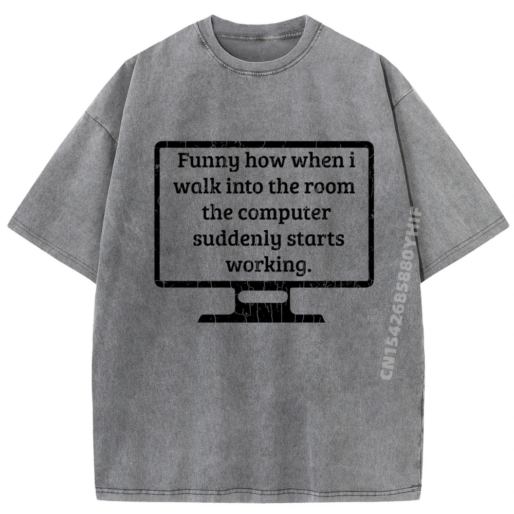 

It Department Sarcasm Technician Computer Graphic T Shirts Men Oversized Men Clothing Street Washed Shirt