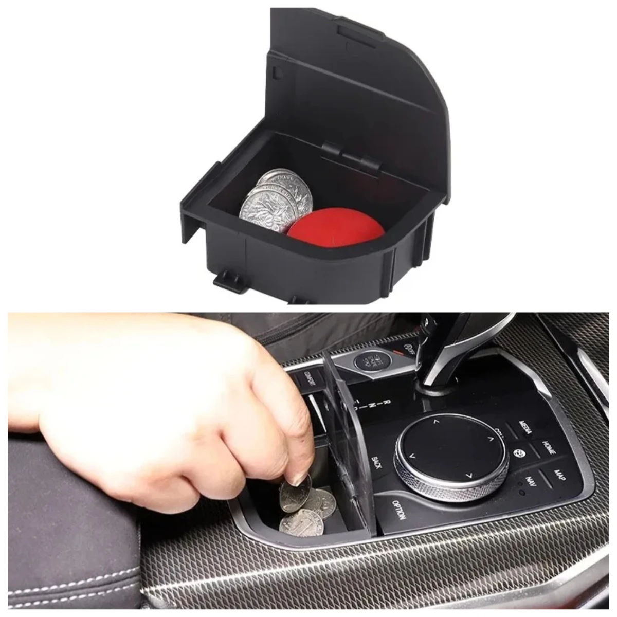 

ABS Black Central Control Gear Storage Box Coin Storage Box for BMW 3 4 Series G20 G21 G28 G22 G23G 26 2020-2024 Car Accessories