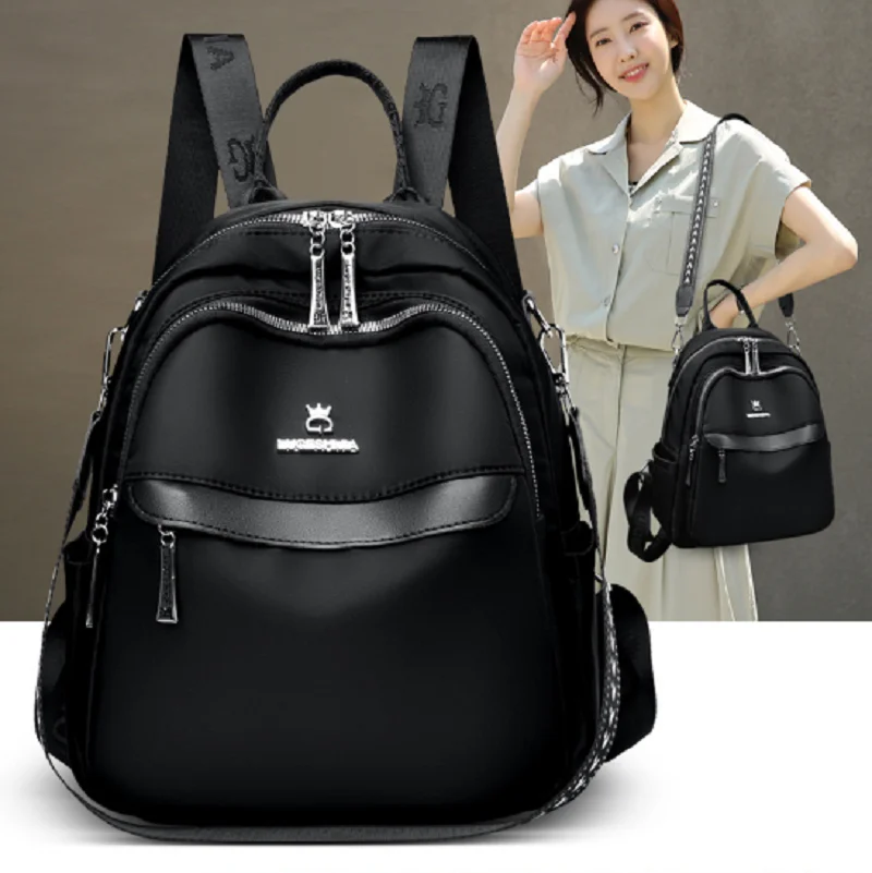2026 New Women's Large Capacity Waterproof Oxford Travel Backpacks Korean Fashion Double Zipper Shoulder Bags Totes School Bag