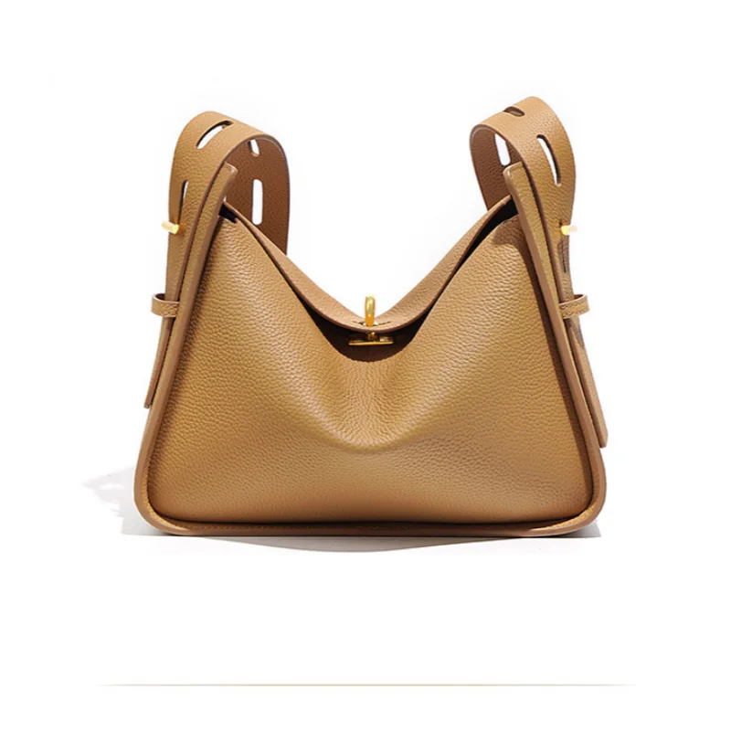 Luxury Designer Women Crossbody Bag Top Grain Genuine Cow Leather Large Capacity Shoulder Bag with Adjustable Wide Strap