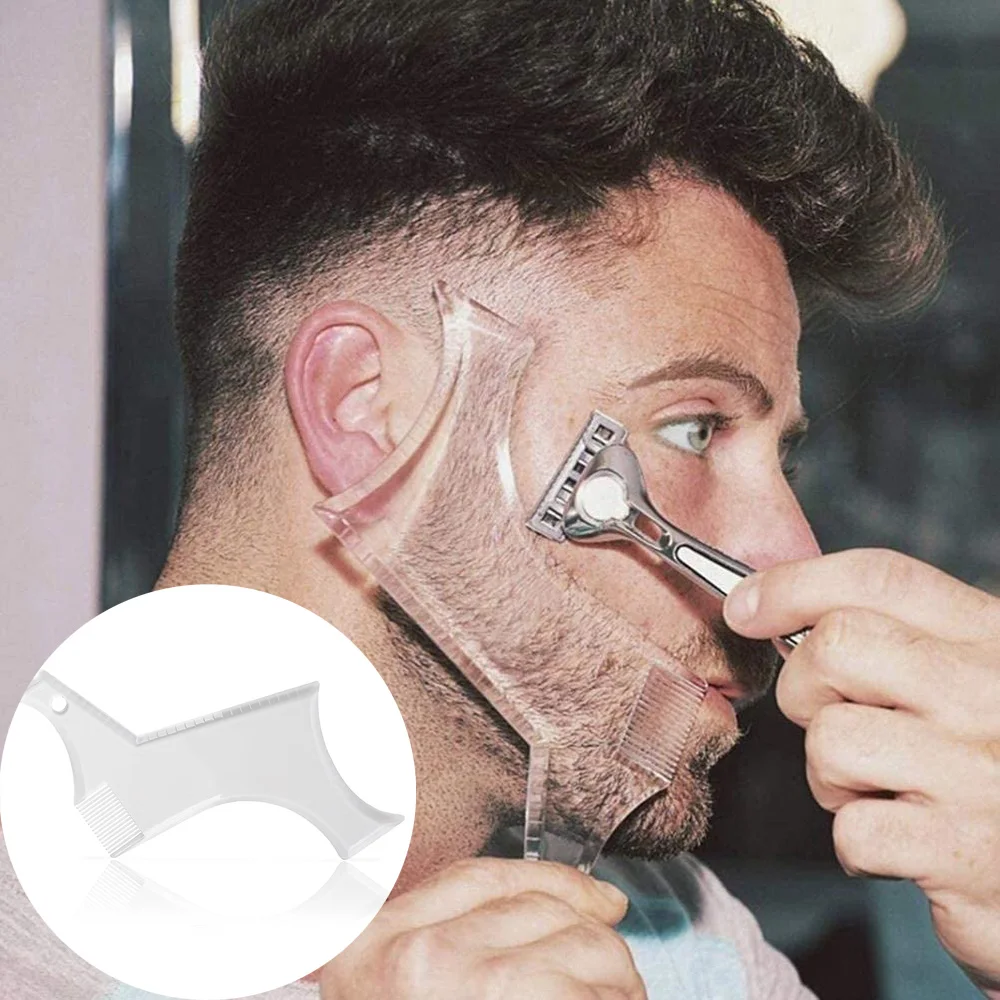 Mannen Baard Kam Sjabloon Clear Liniaal Kammen StylingTool Baard Vormgeven Scheren Bakkebaarden Man Baard Trim Contour Tool