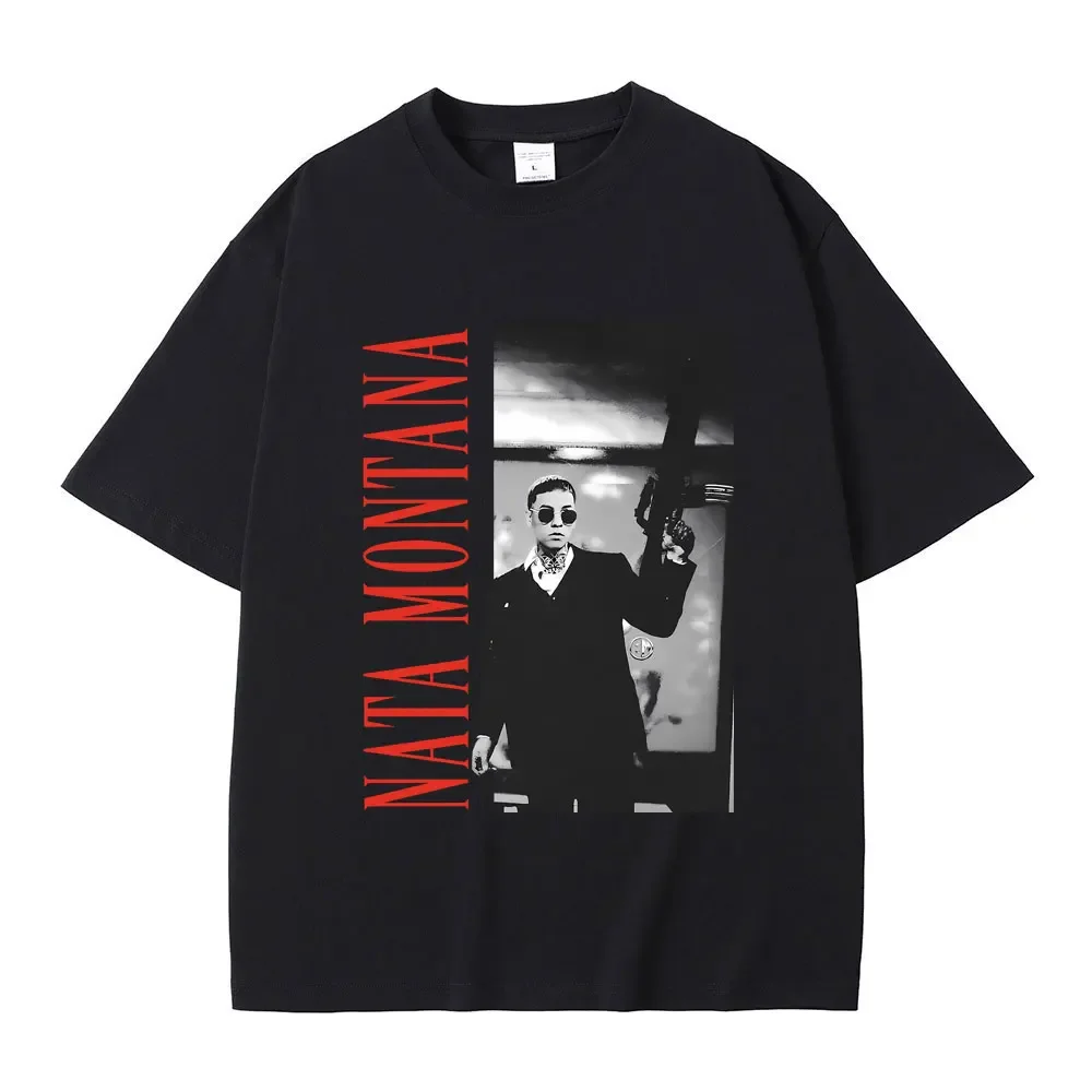 Streetwear Unisex Pure Cotton Tees Singer Natanael Cano Nata Montana Print T-shirt Male Fashion Casual Tshirt Men Gothic summer