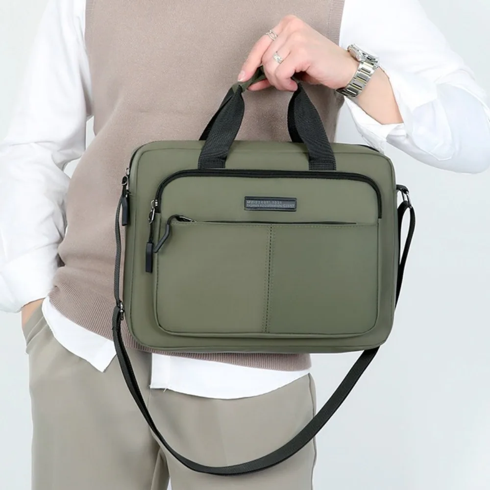 Simple Oxford Cloth Men Messenger Bags Brief Case Large-capacity Business Handbag Solid Color Waterproof Crossbody Sling Bag Man