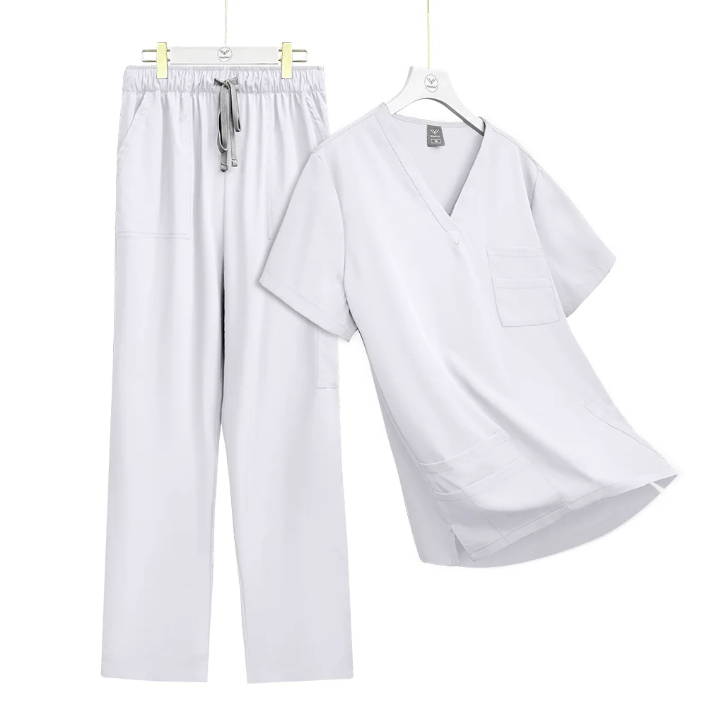 

Cross Border Amazon Operating Room Sleeve Scrub Set For Women Short T Shirt Nurse Uniform Surgical Isolation Gown Workwear