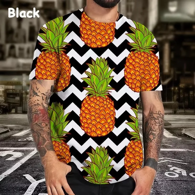 

3D Printed Pineapple T-shirt For Men Tropical Fruit Graphic Short-sleeved Tees Summer Fashion Round Neck Tops Street T Shirts