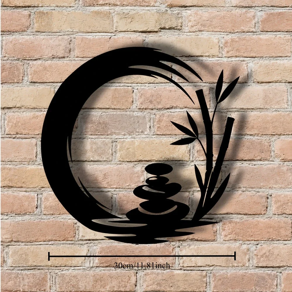 CIFBUY Zen Bamboo Stone Metal Wall Art Sign Iron Sculpture Rustproof Decor Indoor Outdoor Home Garden Patio Gift