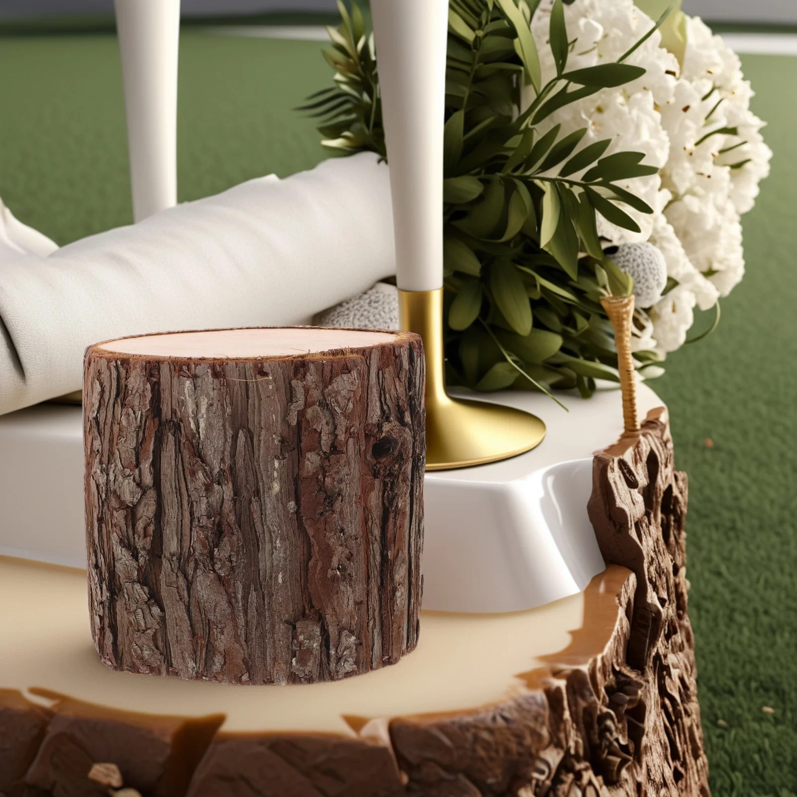 

Wood Pile Decoration Fake Tree Stump Christmas Tealight Holder Farmhouse Log Table Coffee