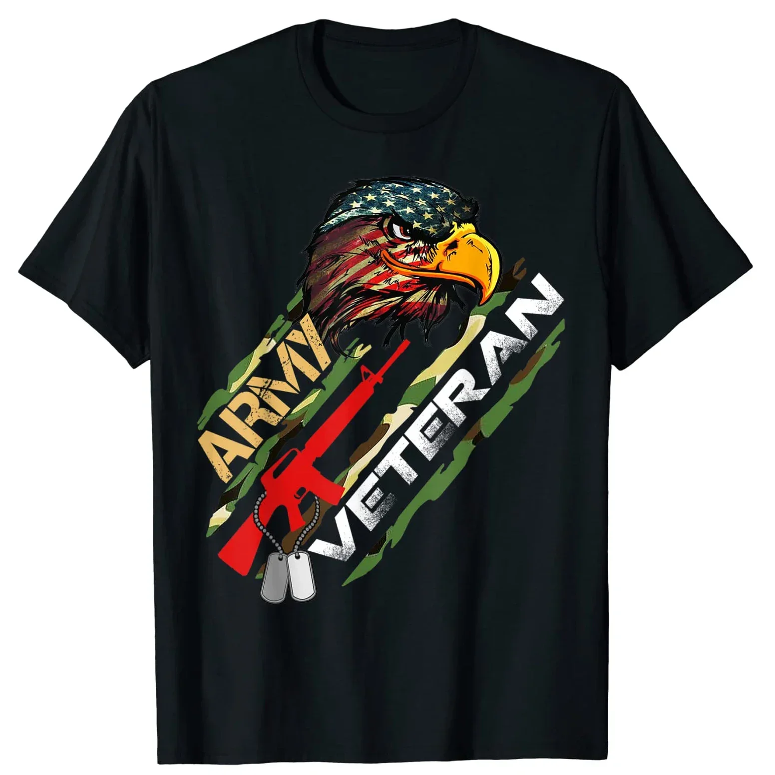 Premium Cotton Short Sleeve O-Neck Mens T Shirt New S-5XL American Flag bald eagle U.S Army Veteran T-Shirt. men clothing