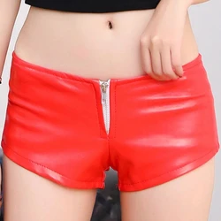 Fashion Spring Summer Women PU Leather Shorts Sexy Office Lady Low Waist Zipper Mini Pants Hot Dance Casual Clothing Minipants