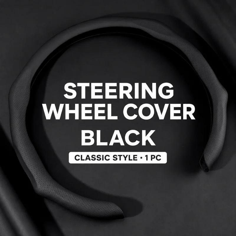 Universal Open Bottom Car Steering Wheel Cover Leather-Look Grip Protector for O D Type Wheels Auto Interior Accessories 1PC