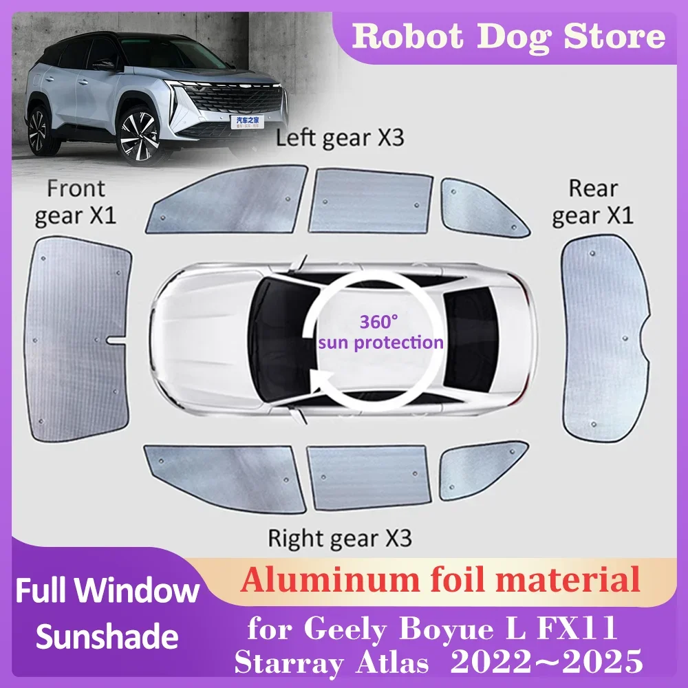 Sunshades Mat for Geely Boyue L FX11 Starray Atlas 2022~2025 Roof Windows Sun Visor Sunroof Windshield Curtain Cover Accessories