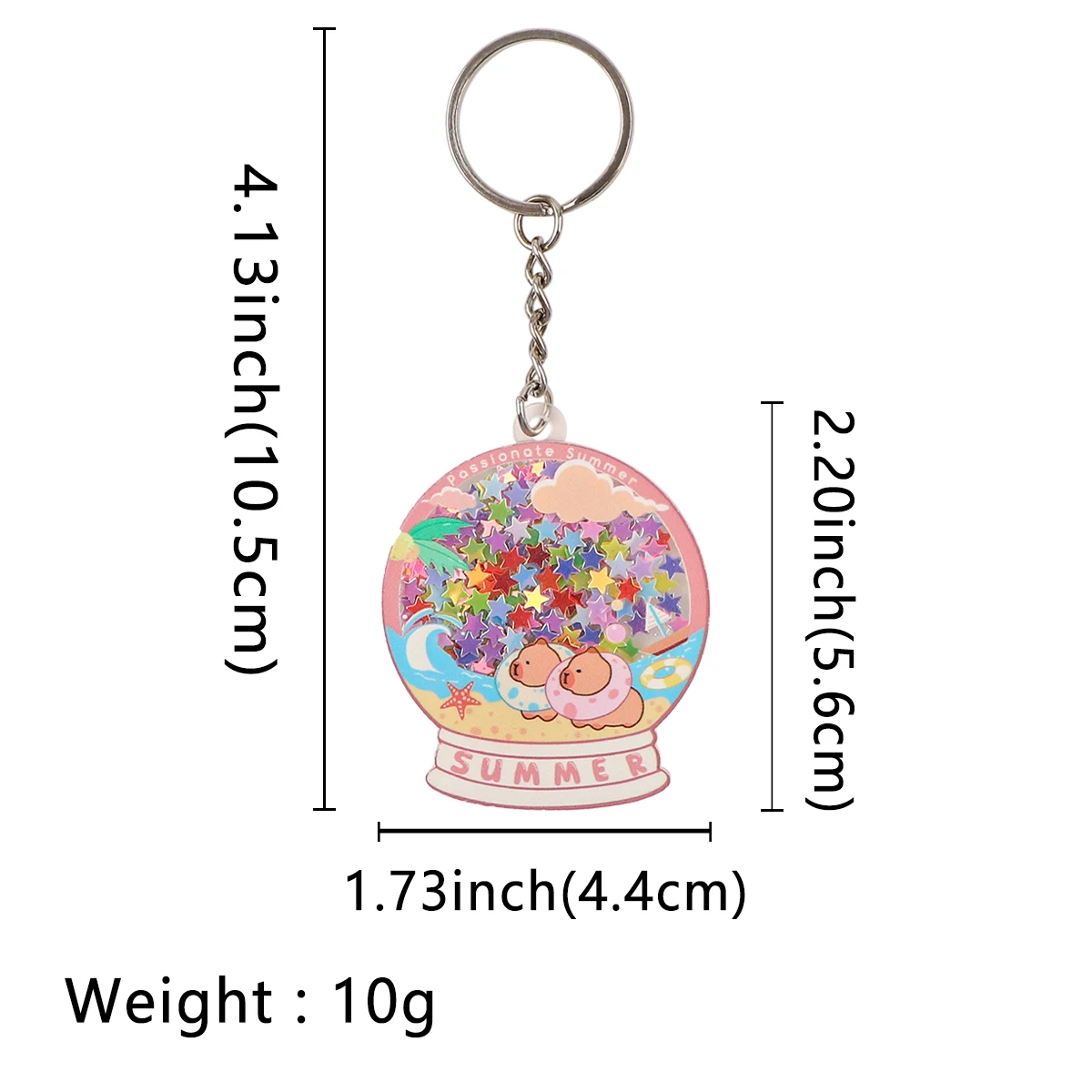 Capybara Crystal Ball Pattern Keychain Cute Pendants Women Girls Key Fobs Holder Acrylic Key Ring Accessories Kids Gifts