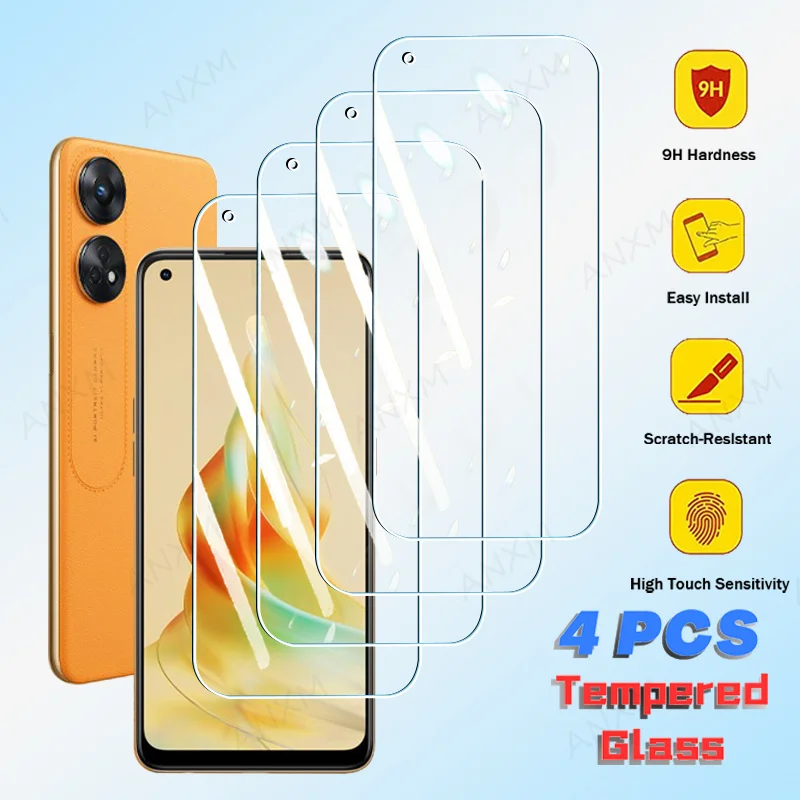 4Pcs Tempered Glass For OPPO Reno 4 5 6 7 8 Lite SE 8T 4G Z A Cover Screen Protector Reno 7 8 Lite Pro Plus Protective Glass