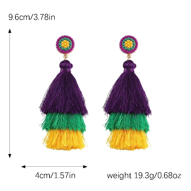 Mardi Gras Tassel Earrings for Women and Girls, Carnival Costume, Party Decorations, Personality Earrings, Festival Items