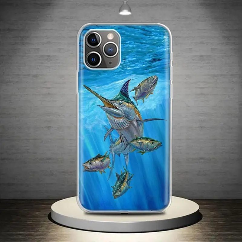 Offshore Angling Fishing Fish Rod Phone Case Cover For iPhone 14 13 Pro 11 15 Art 12 XR X XS Max 7 8 6S Plus SE Soft Pattern