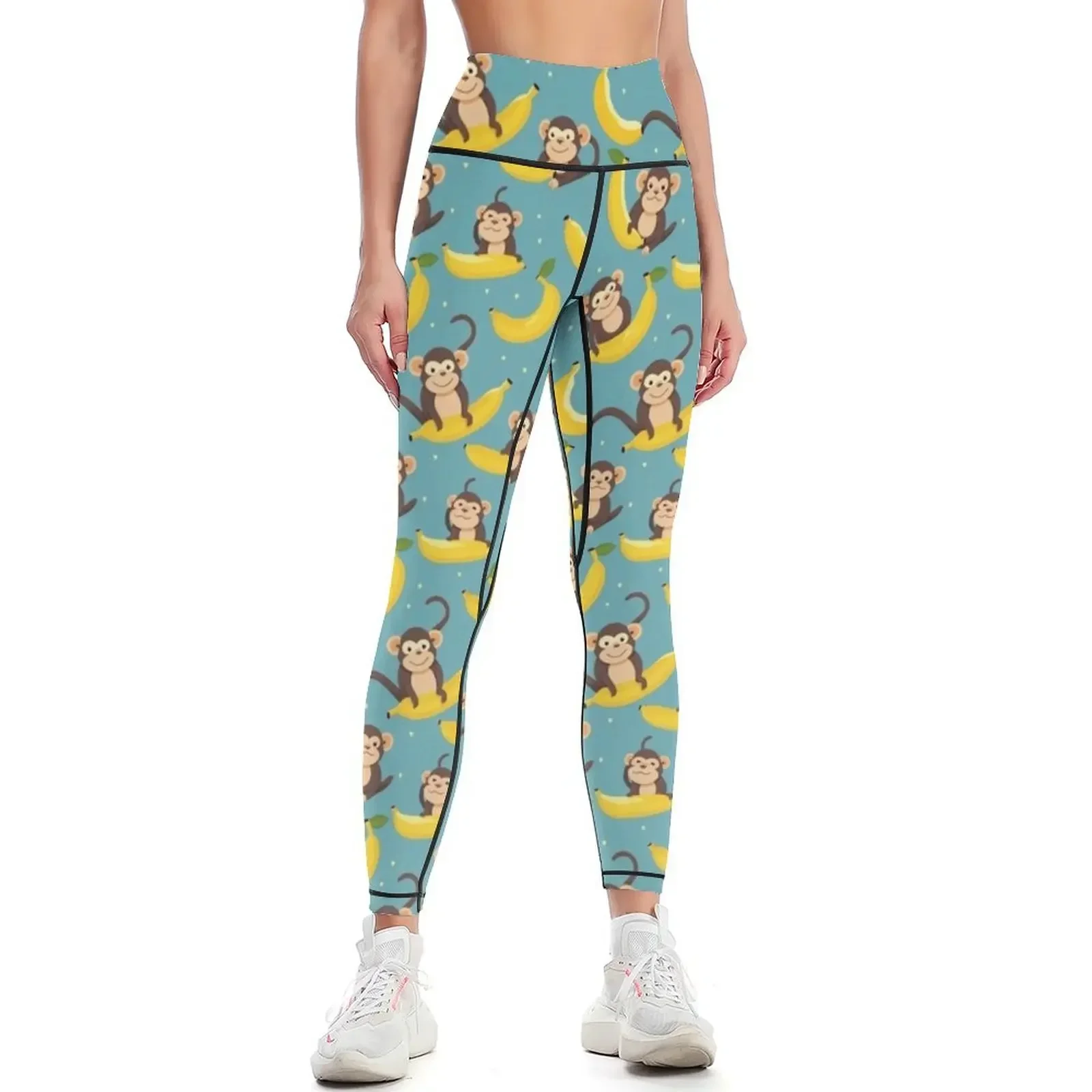 

Cute monkeys with bananas Leggings Women's tights Women's sportswear sporty woman gym jogging pants Womens Leggings