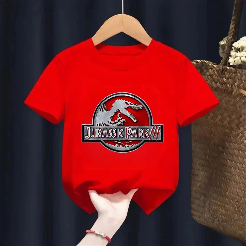 Jurassic Park T-Shirt für Kinder, Jungen und Mädchen, Sommer-Dinosaurier-Film-Logo-Druck, T-Shirt aus Baumwolle, kurzärmelig, lässiges Oberteil, Geschenk für Kinder – Detail 17