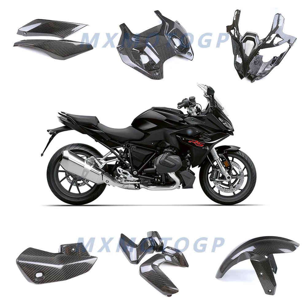 ل BMW R1250 RS R1250RS 2021 2022 2023 100% ألياف الكربون الزجاج الأمامي العادم الجانب لوحة هدية كاملة مجموعات دراجة نارية الملحقات