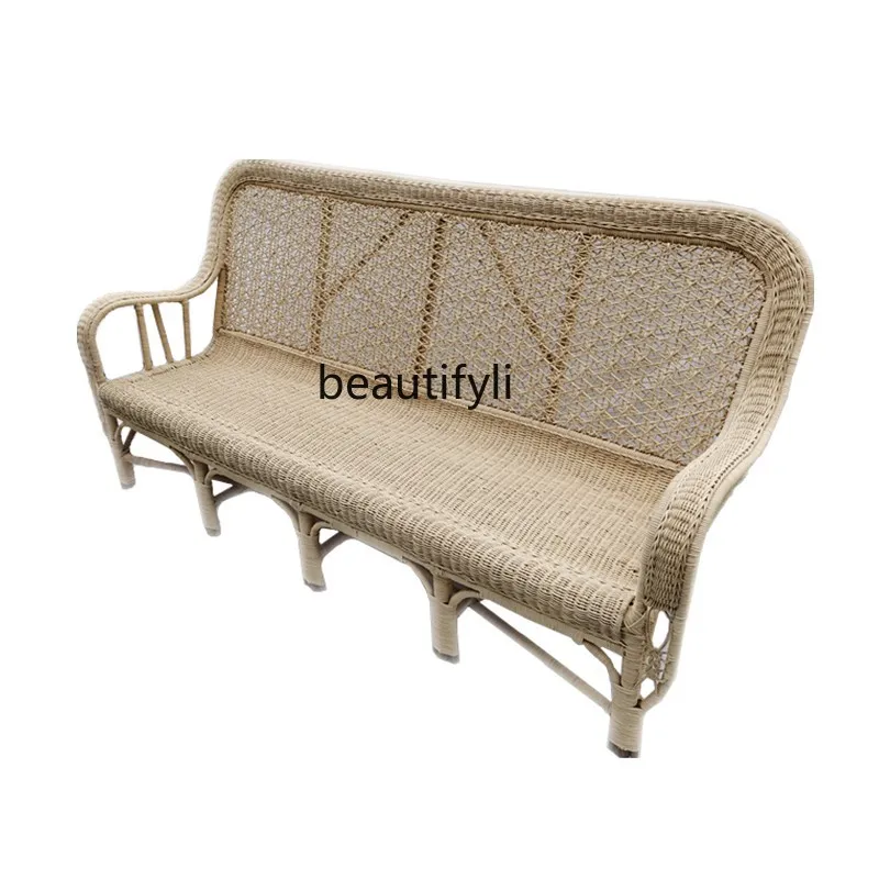 Four-Seat Bamboo Chrysanthemum Special Fine Woven Plant Rattan Pastoral Rattan Woven Couch