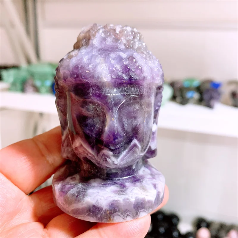 Natural Dream Amethyst Buddha Carvings, Crystals Statue Ornament, Reiki Stone Crafts, Home Decoration Gifts