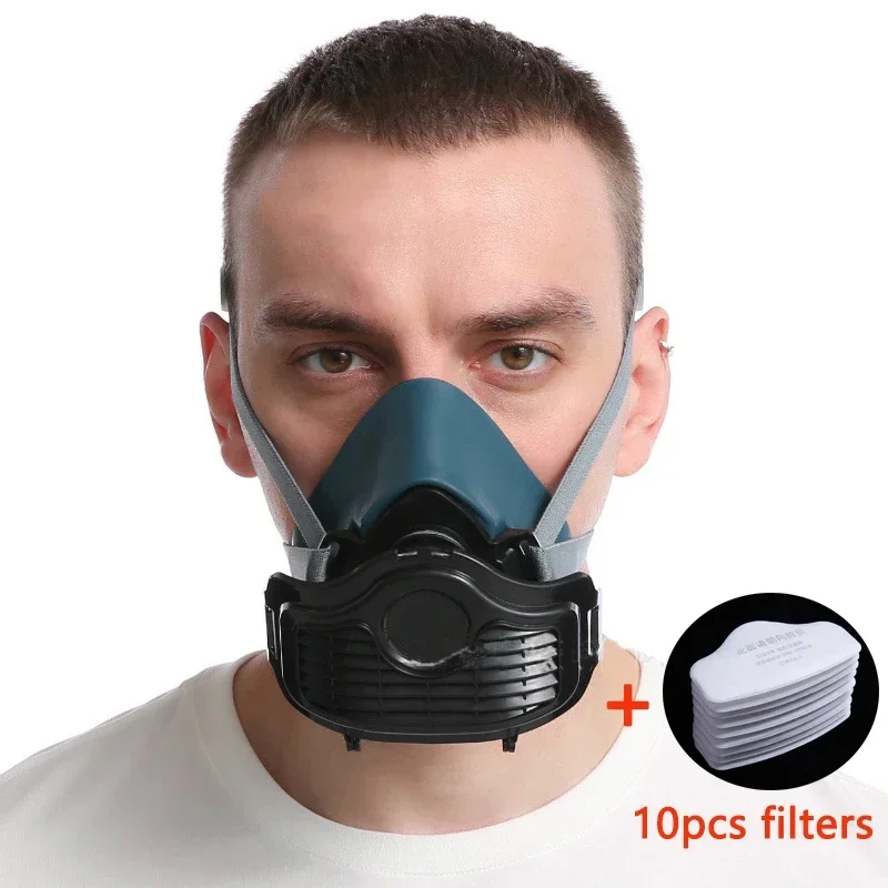 8016 Silicone Dustproof Half Mask Respirator Suitable For Spray Paint Carpentry Grinding House Decoration With Filter Accessory