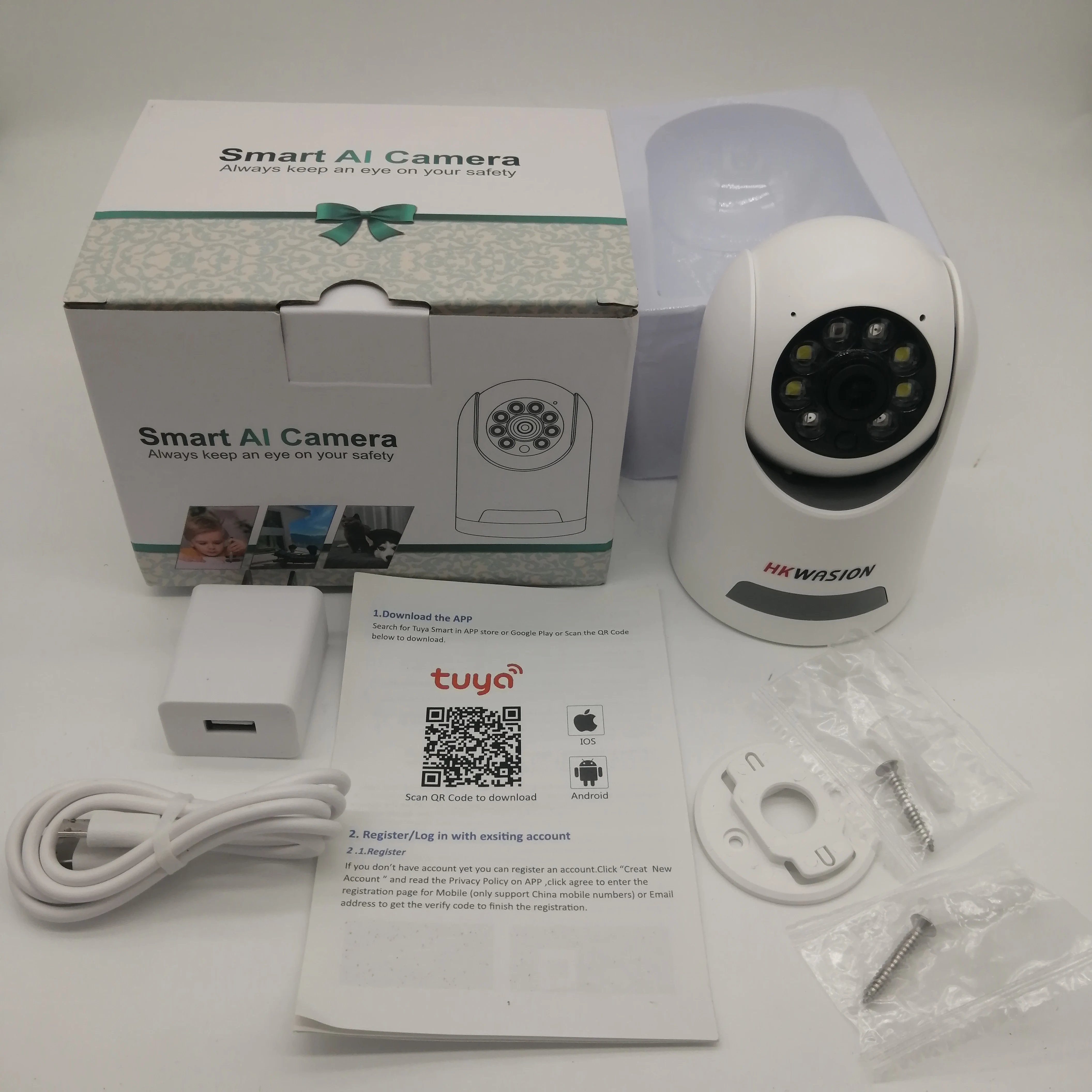 HKWASION 2MP  wireless wifi camera home HD 360-degree panoramic PTZ camera network monitoring