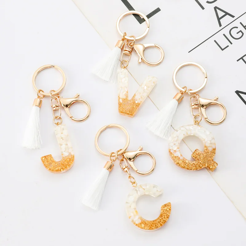 White Tassel Crystal Drop Glue Stone Resin Keychain For Men's And Women's Fashion Bags Keychain