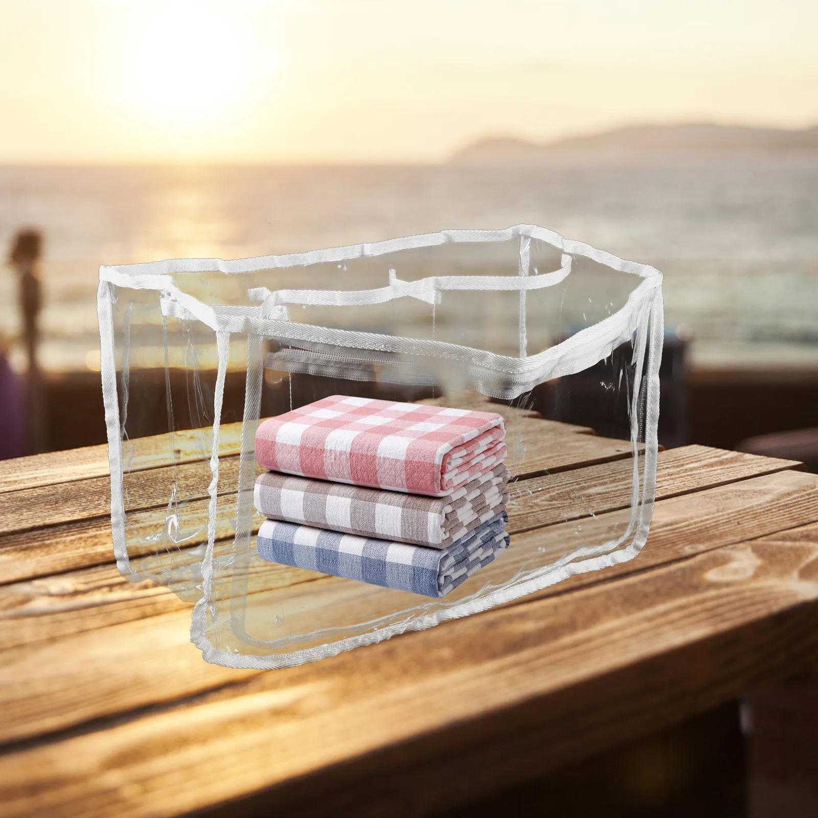

Clear Tote Bag Beach Storage Bags Men Weave White Plastic with Large Capacity Woman