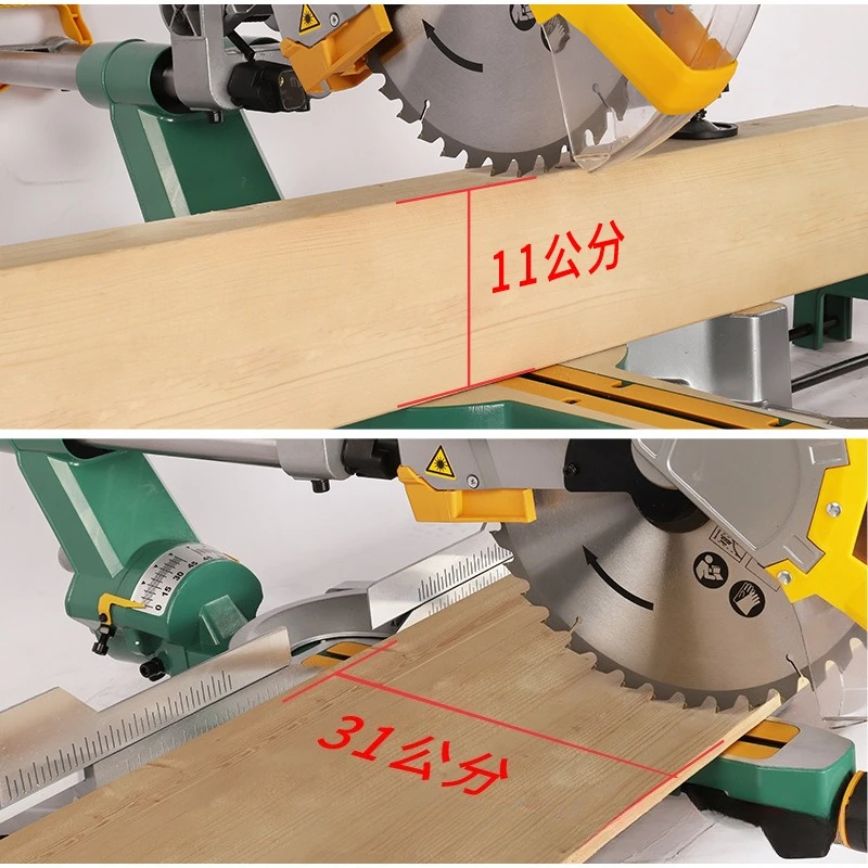 Máquina de aluminio con borde de sierra ingleteadora de doble tallo de 12 pulgadas, máquina cortadora de carpintería de alta potencia