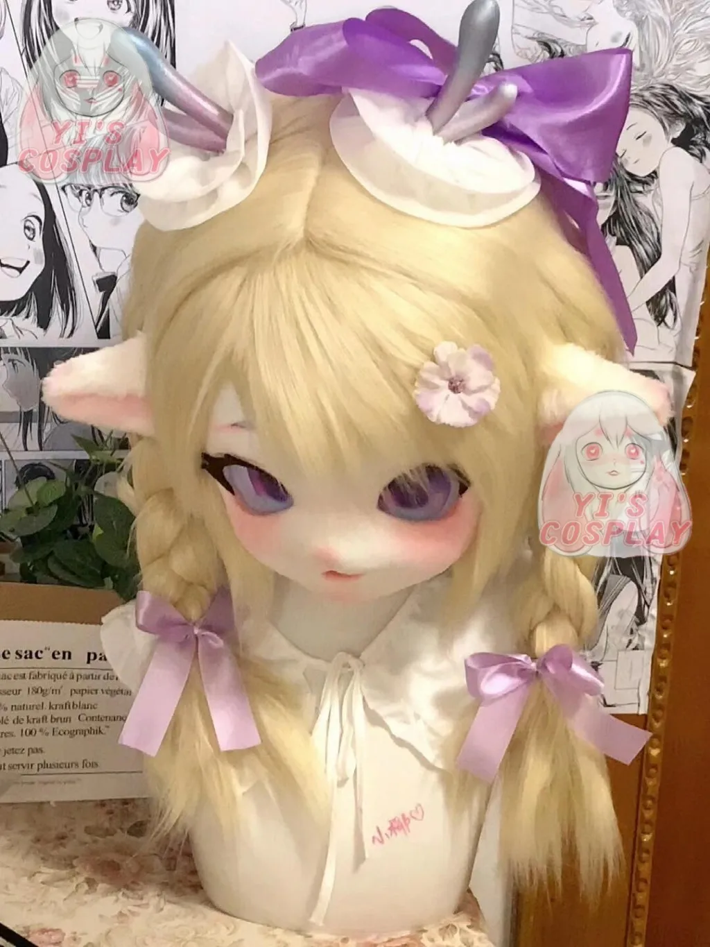 

Yis cosplay Custom Furry head Kigurumi Head Cosplay Kemono Fursuit Handmade Headsets Beast Customized Fursuit Kemono Head