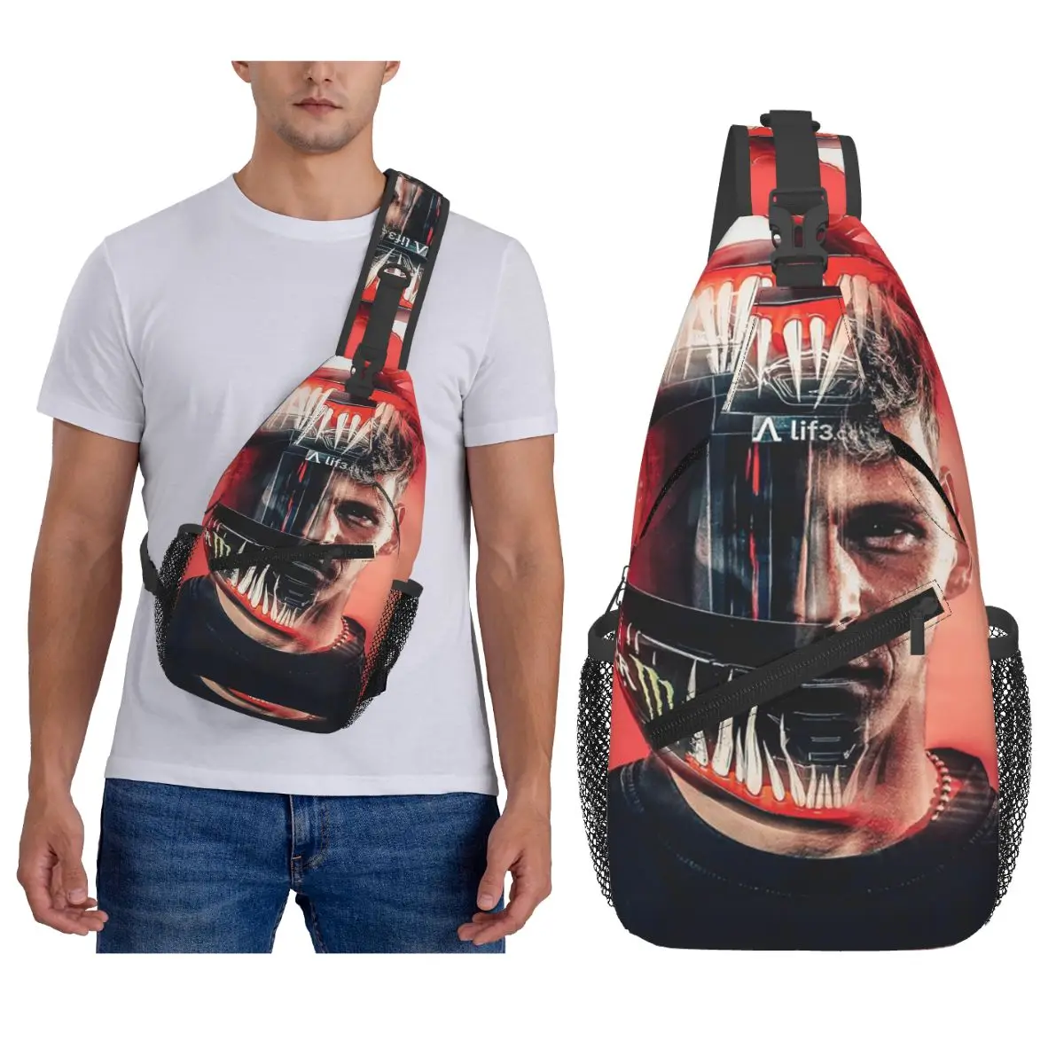

Fabio Quartararo El Diablo Motorcycle Rider Sports Chest Bag Men Sling Crossbody Backpack Chest Bag Hiking Daypack Shoulder Bag