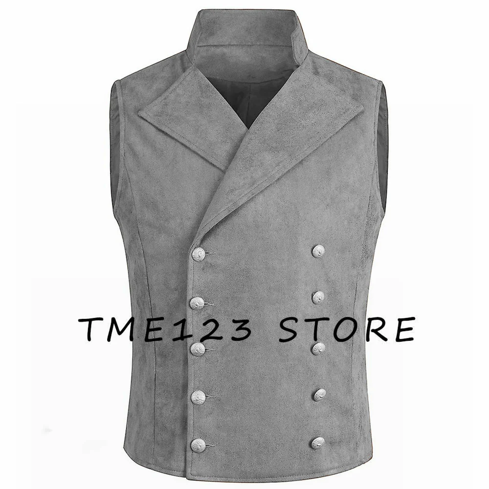 Men's Sude Vest Male Clothes Wang Cufflinks Formal Man Jackets Double Breasted Suit Steampunk Elegant Suits Vests Gilet Mens