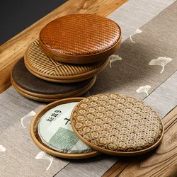 Handmade Bamboo Woven Cake Box, Retro Pu 'er Tea Cake Storage Box, All-Purpose, Chinese Gift