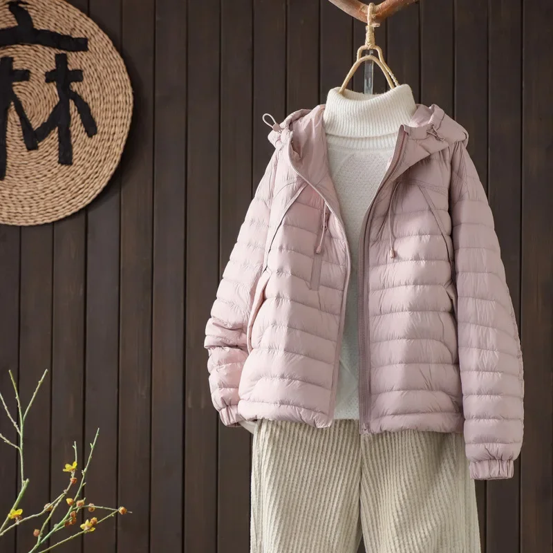 

Autumn/Winter 90 White Duck Down Commuter Women's Down Jacket Hooded Casual Jacket