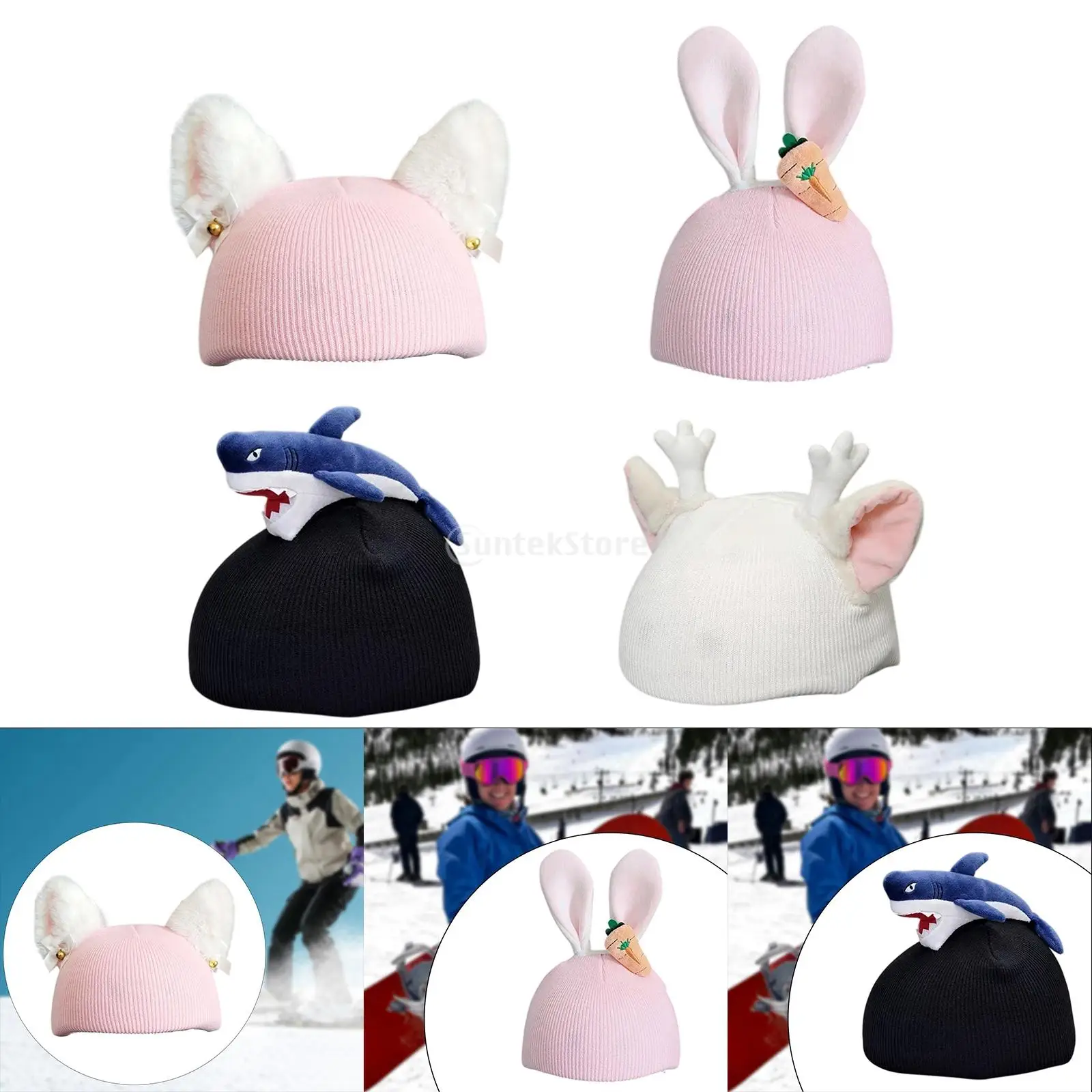 Ski Helmet Cover Helmet Decoration Men's and Women's Equestrian Helmet Hat Universal Cute Cartoon Animal Thermal Cover