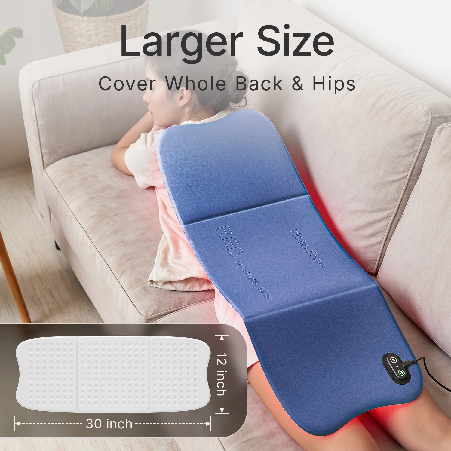 大型ボディ用レッドライトセラピーマット、264個トリプルチップLED近赤外線660nm＆850nm、30×12インチ全身疼痛緩和 関節筋肉用、36W