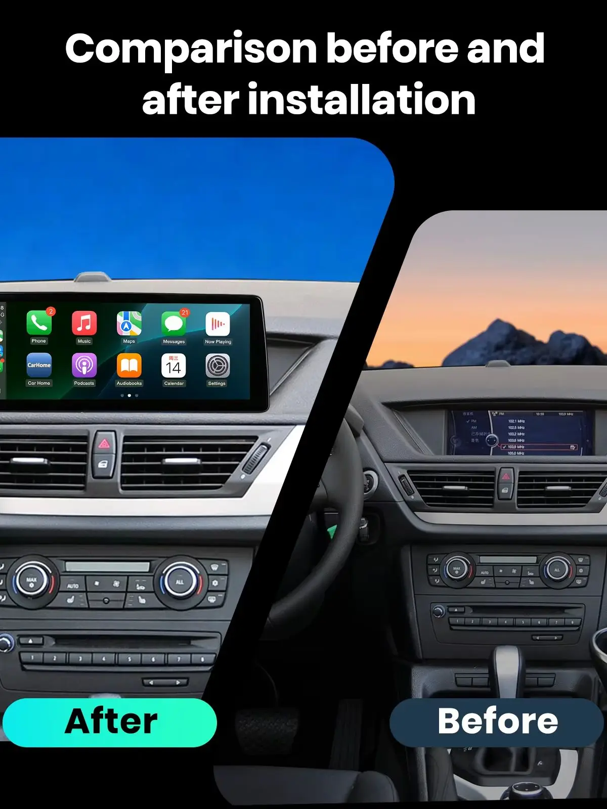 12,6" Kabelloses CarPlay Android Auto Autoradio für BMW X1 E84 2010-2015 mit CIC-System, Linux-System, Multimedia, BT, GPS-Navigation