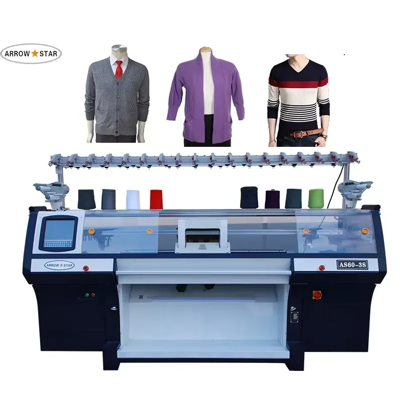 2026 CE 60 Inch Knitting Width Three System Fully Jacquard Sweater Making Machine with Servo Motor