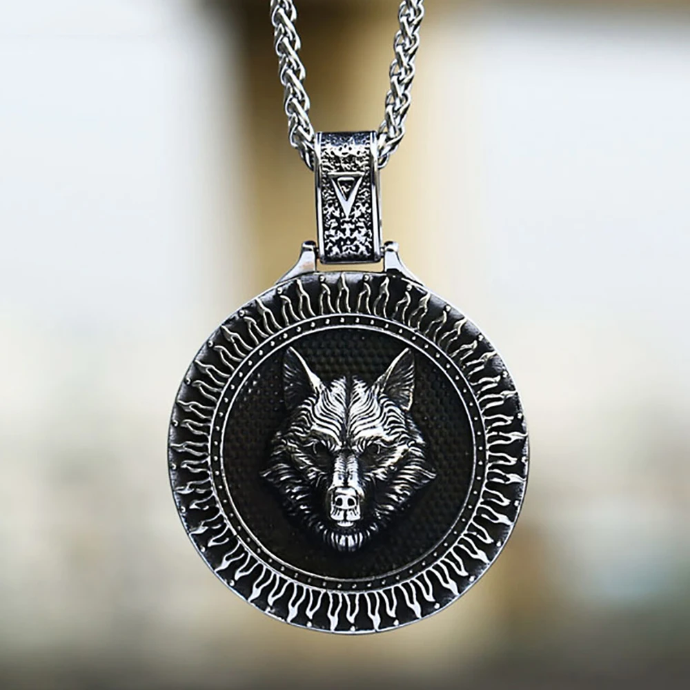 Vintage yaratıcı Vikings kurt başkanı muska kolye kolye erkekler için paslanmaz çelik otoriter hayvan figürlü mücevherat hediyeler Dropshipping