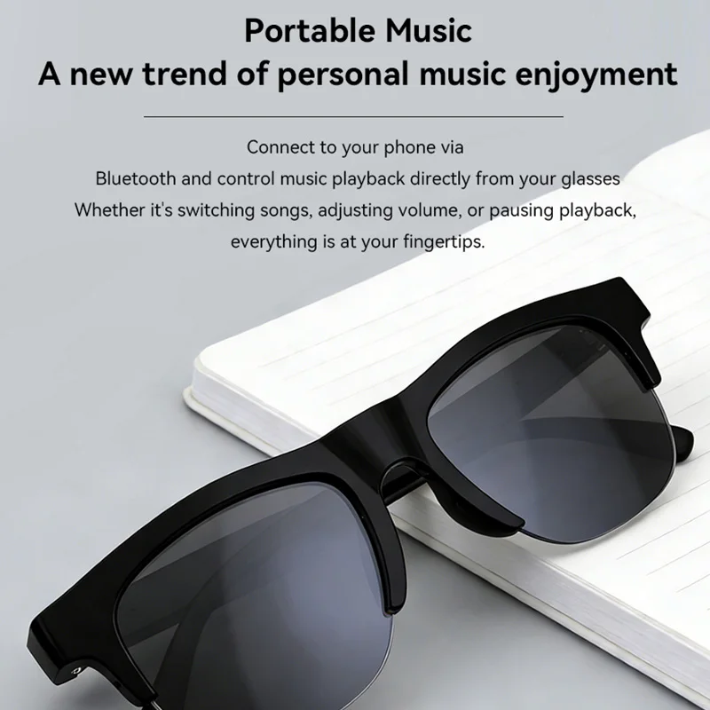Okulary Lenovo Smart Bluetooth z dotykowym sterowaniem, funkcją rozmów bez użycia rąk, muzyką, zdalnym sterowaniem kamerą, asystentem głosowym do podróży i sportu, okulary przeciwsłoneczne. — zdjęcie produktu 3